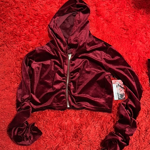 obsessed boutique Pants & Jumpsuits Wine Velvet Stacked Sweatsuit